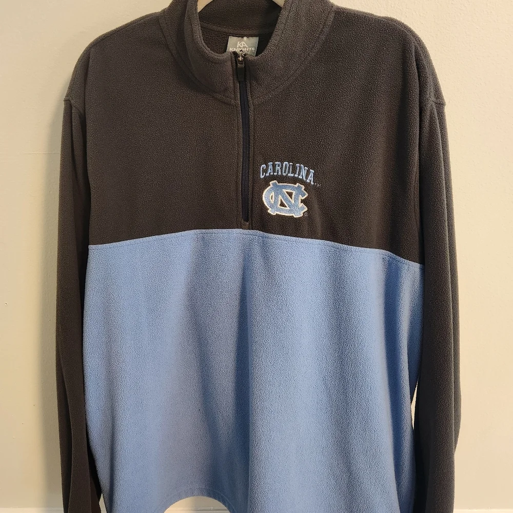UNC Tar Heels Carolina Blue & Navy Quarter-Zip Fleece Pullover‎ Xl Like New